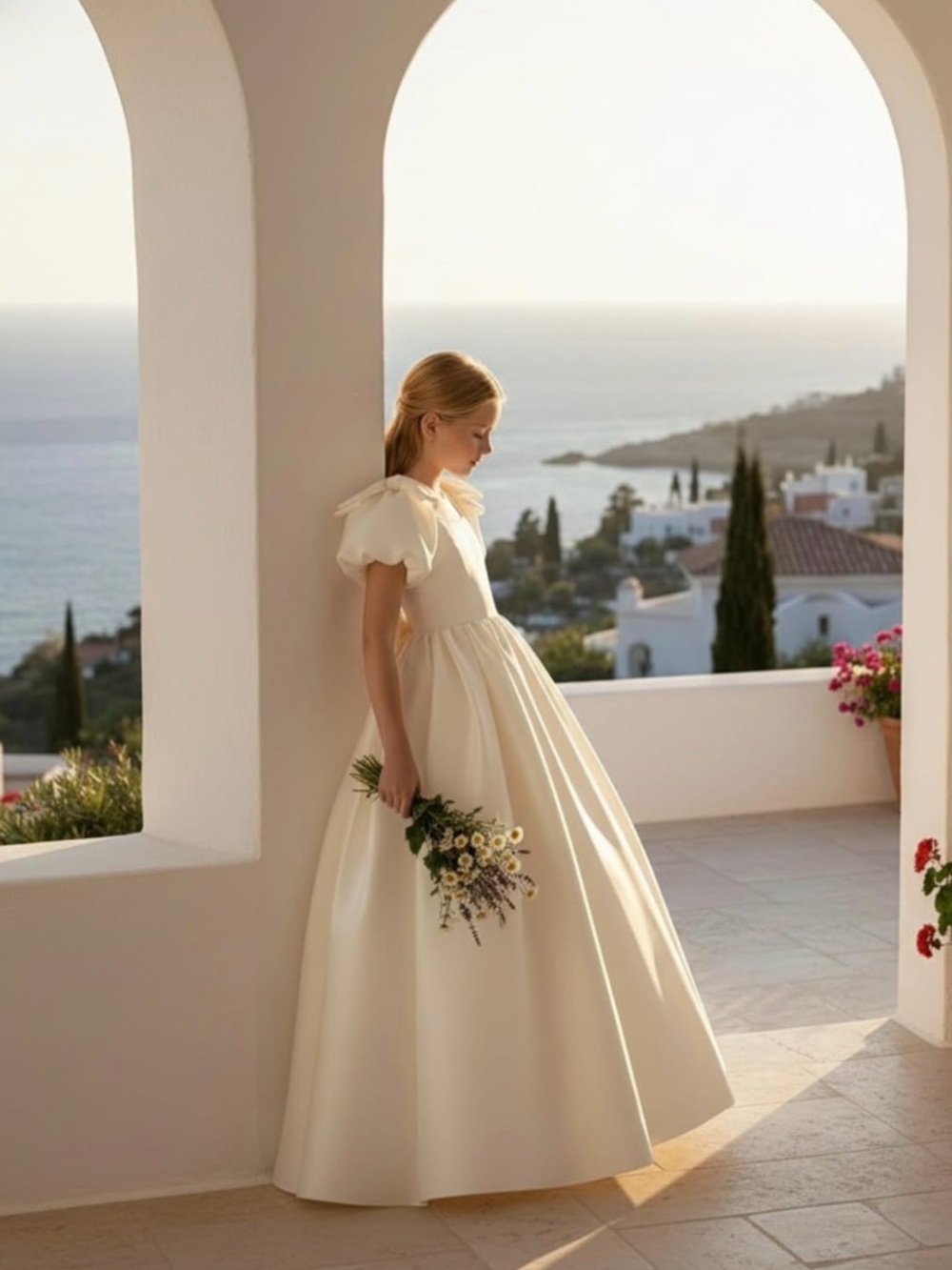 Satin First Communion girl dress.